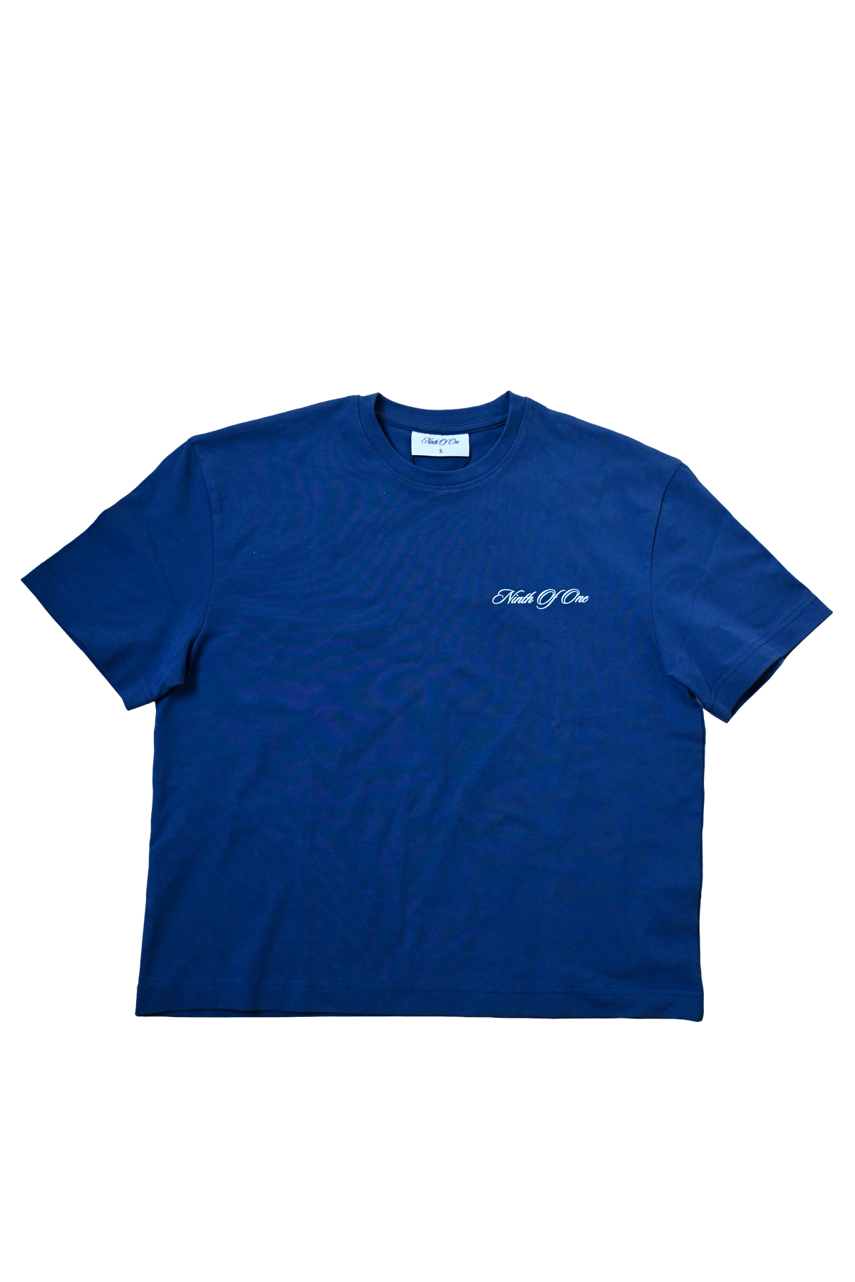 Boxy Logo Tee Navy – Ninth Of One